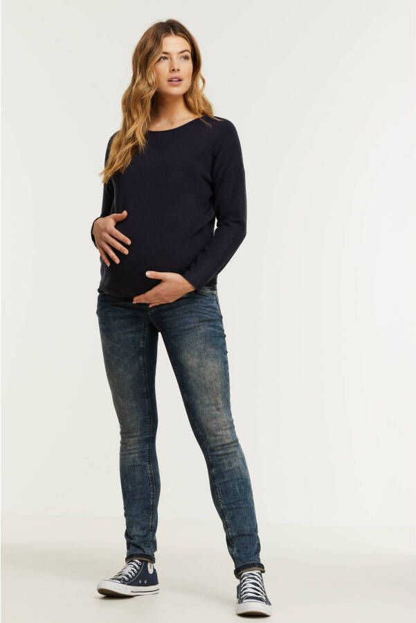 ESPRIT Maternity slim fit zwangerschapsjeans dark denim Blauw Dames Stretchdenim 34 30