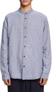 ESPRIT Men Casual regular fit overhemd met linnen en pied-de-poule blue