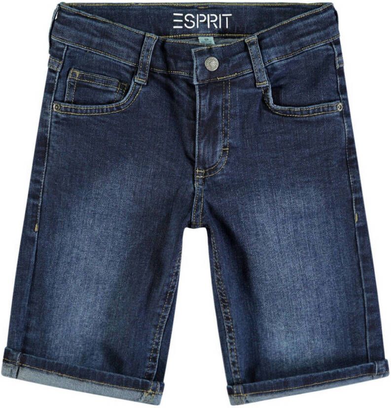 Esprit regular fit denim short blue dark wash Blauw Jongens Stretchdenim 104