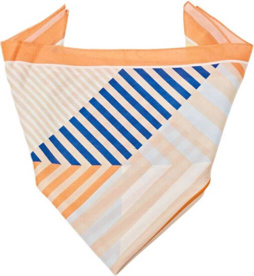 ESPRIT sjaal met grafische print oranje kobaltblauw
