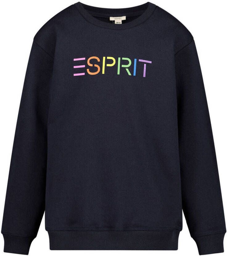 Esprit sweater met logo donkerblauw Logo 92 | Sweater van