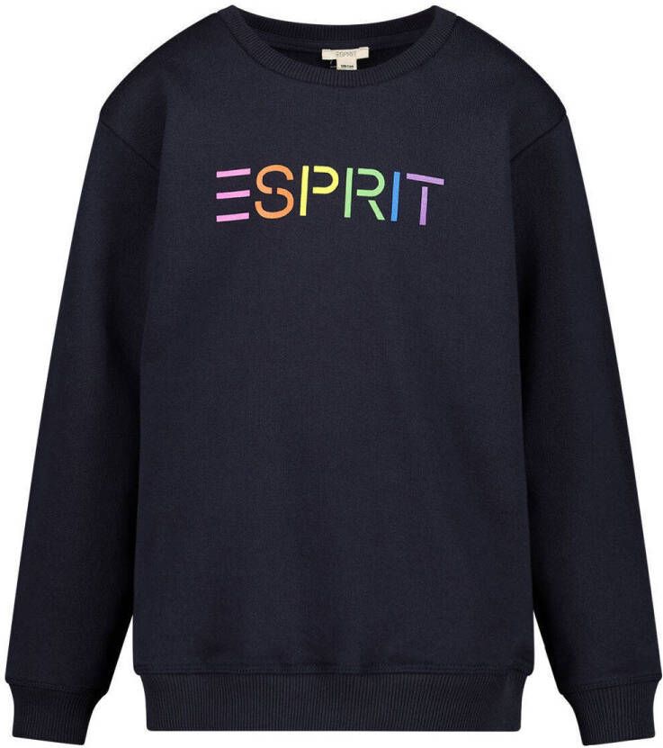 Esprit sweater met logo donkerblauw Logo 92 | Sweater van