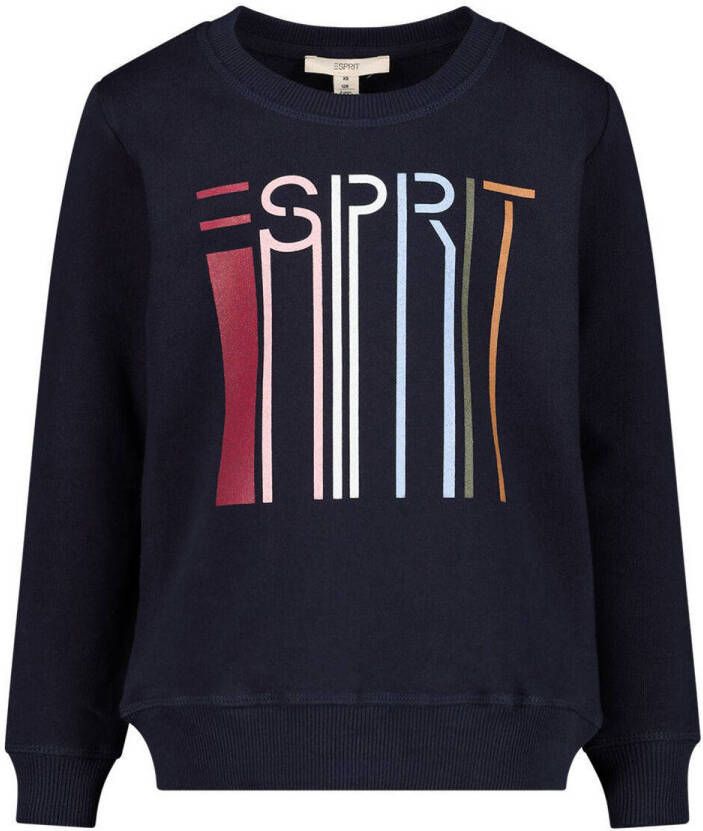 Esprit sweater met logo donkerblauw Logo 164 | Sweater van