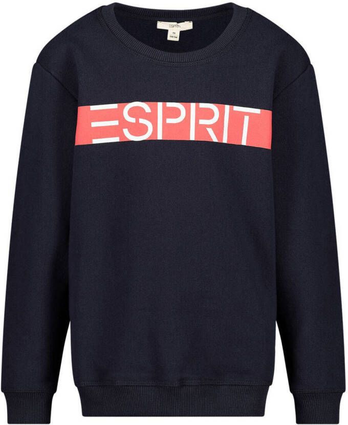 Esprit sweater met logo donkerblauw Logo 140 | Sweater van