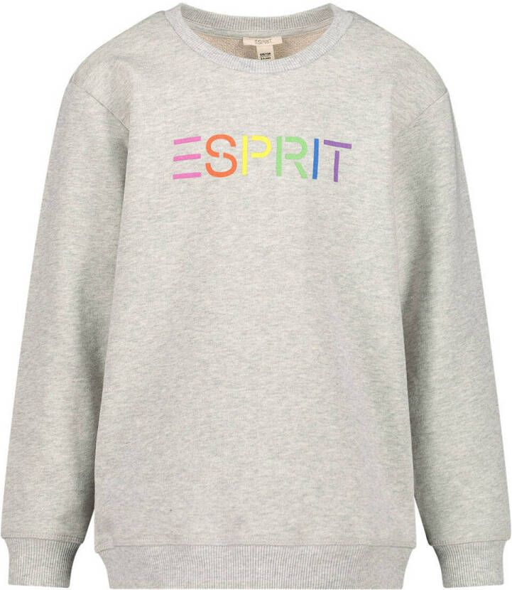 Esprit sweater met logo grijs melange Logo 98 | Sweater van