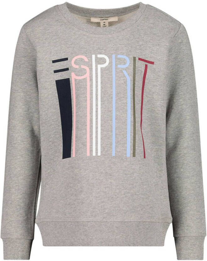 Esprit sweater met logo grijs melange Logo 128 | Sweater van