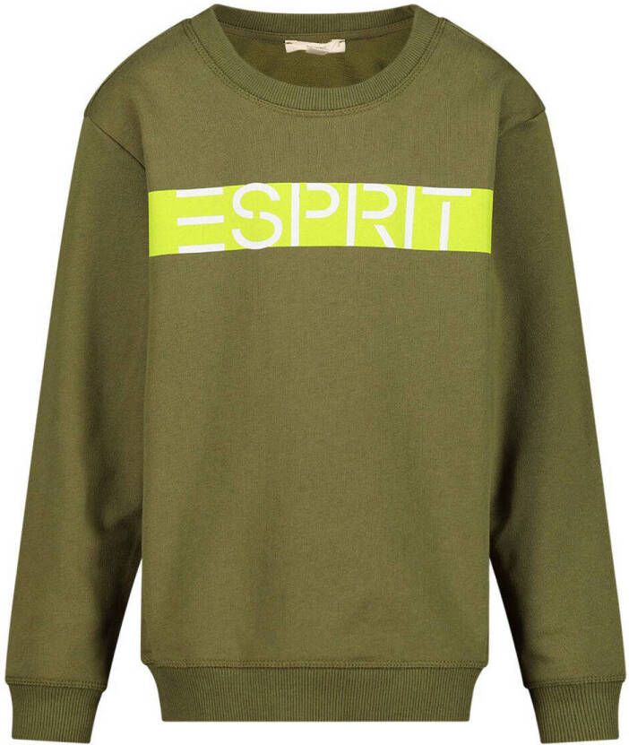 Esprit sweater met logo olijfgroen Logo 140 | Sweater van