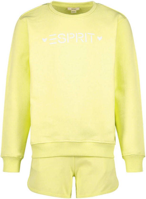 Esprit sweater + short geel Shirt + broek Logo 104-110
