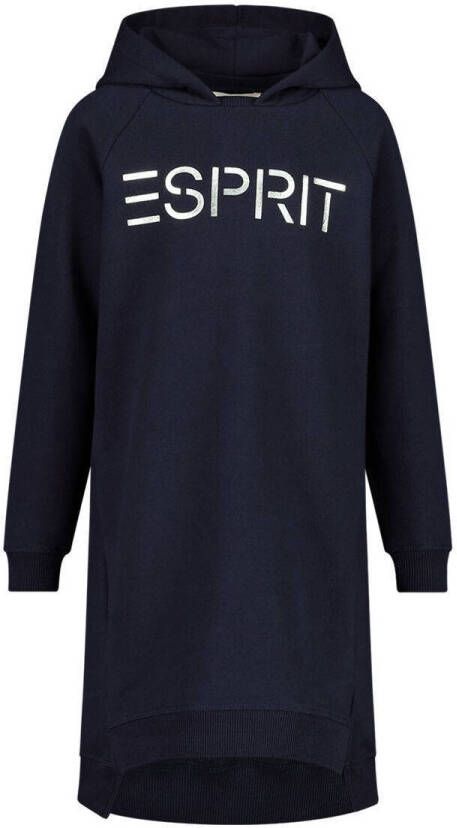 Esprit sweatjurk met logo donkerblauw Logo 164 | Jurk van