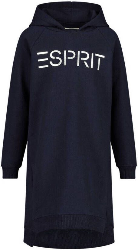 Esprit sweatjurk met logo donkerblauw Logo 128 | Jurk van