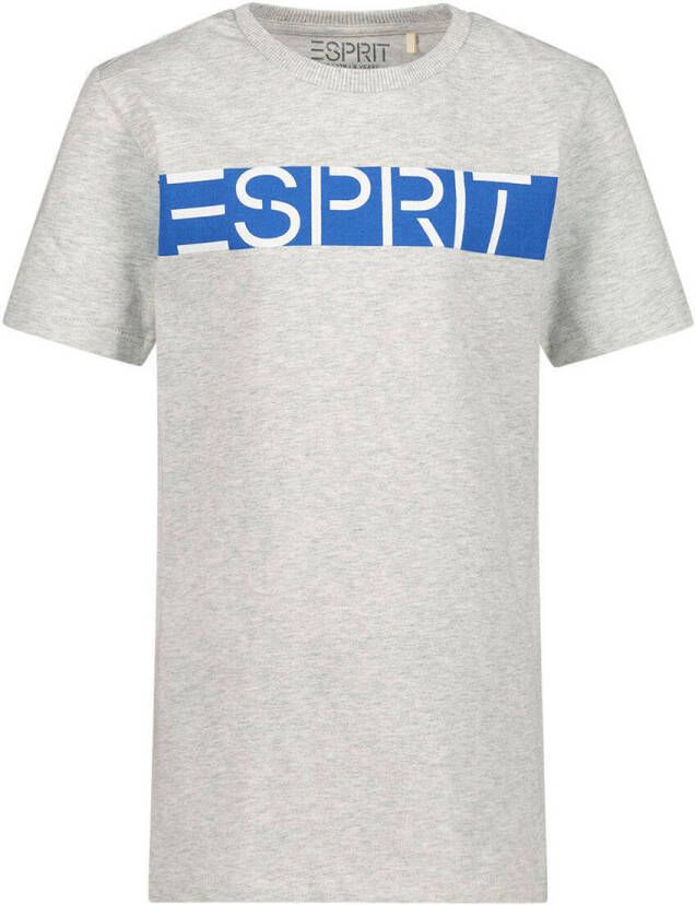 ESPRIT T-shirt met logo grijs melange