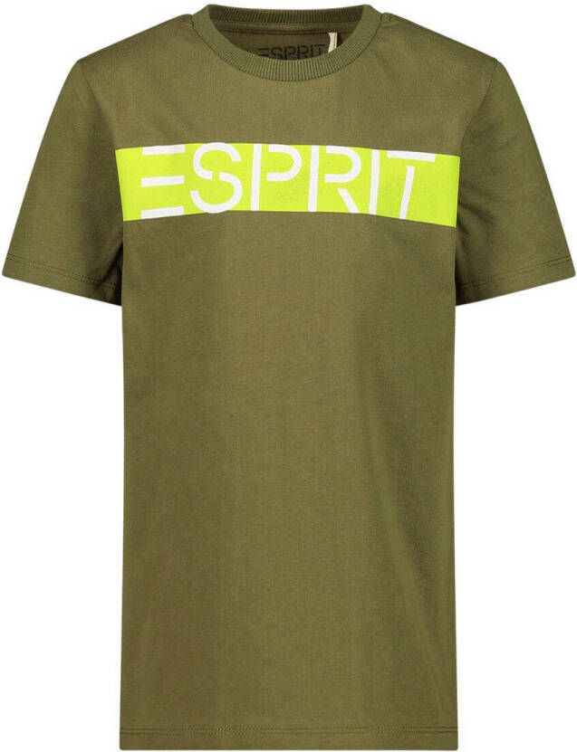 ESPRIT T-shirt met logo olijfgroen