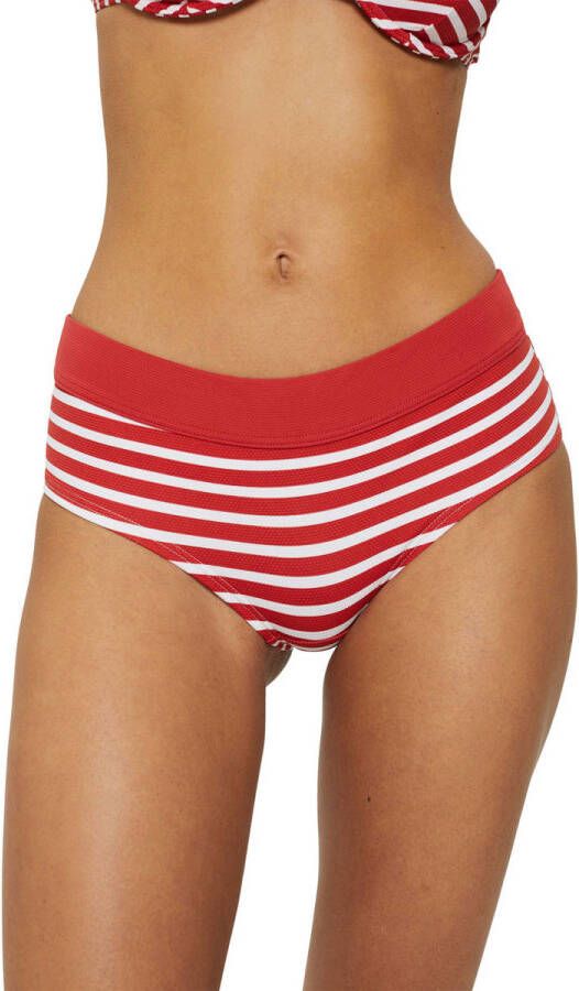 ESPRIT Women Beach gestreept high waist bikinibroekje rood wit
