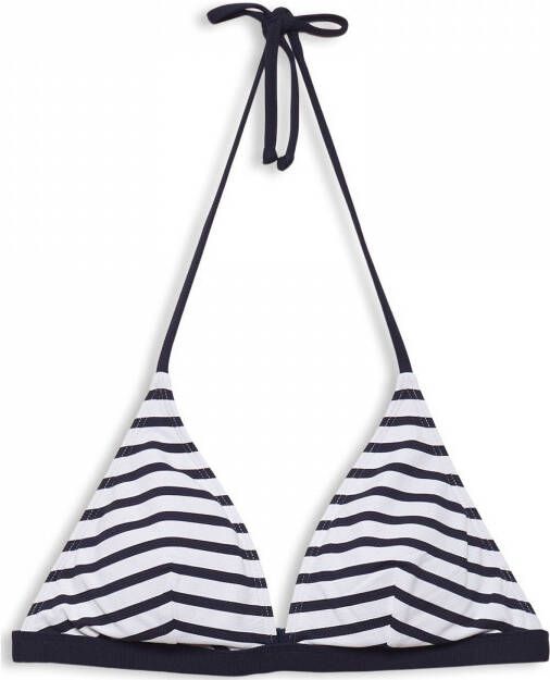 ESPRIT Women Beach niet-voorgevormde gestreepte triangel bikinitopje donkerblauw wit