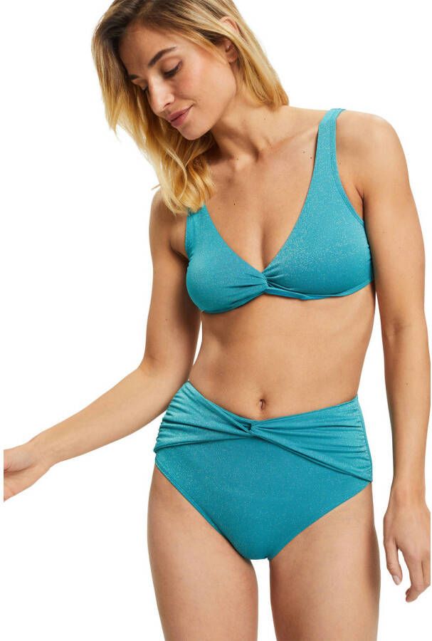 ESPRIT Women Beach niet-voorgevormde bikinitop met lurex blauw