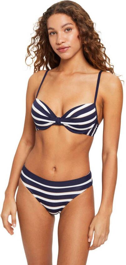 ESPRIT Women Beach voorgevormde beugel bikinitop donkerblauw wit