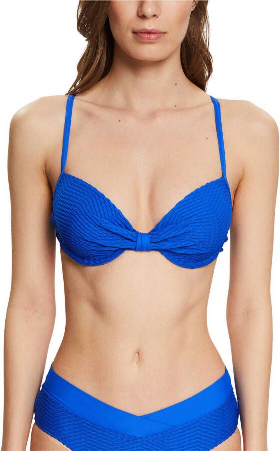ESPRIT Women Beach voorgevormde beugel bikinitop met textuur blauw