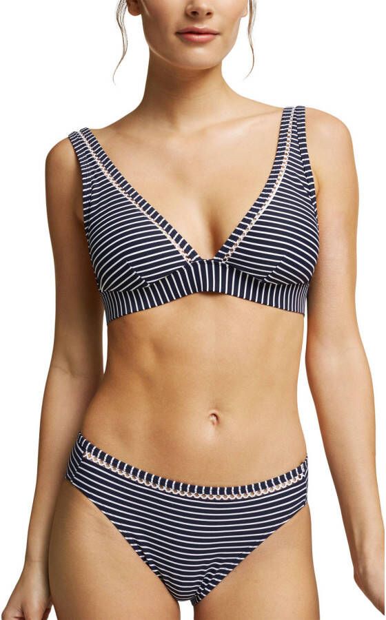 ESPRIT Women Beach voorgevormde gestreepte bikinitop donkerblauw wit