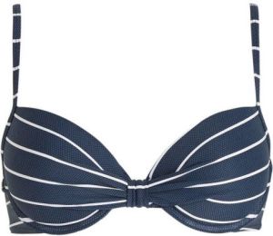 ESPRIT Women Beach voorgevormde gestreepte push-up bikinitop donkerblauw wit