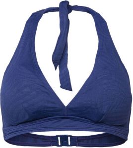 ESPRIT Women Beach voorgevormde halter bikinitop met textuur blauw