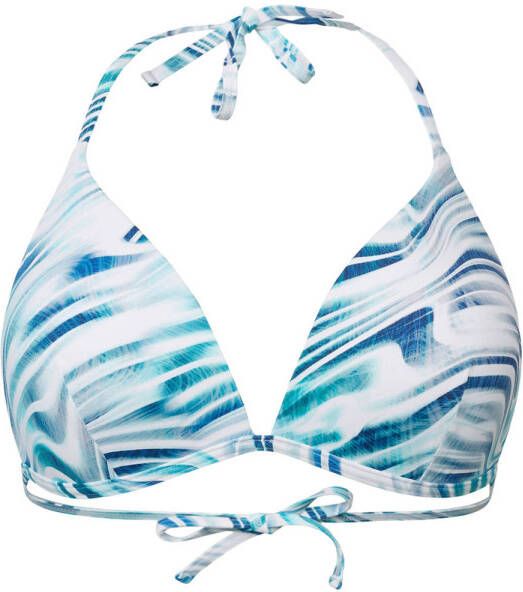 ESPRIT Women Beach voorgevormde triangel bikinitop turquoise wit