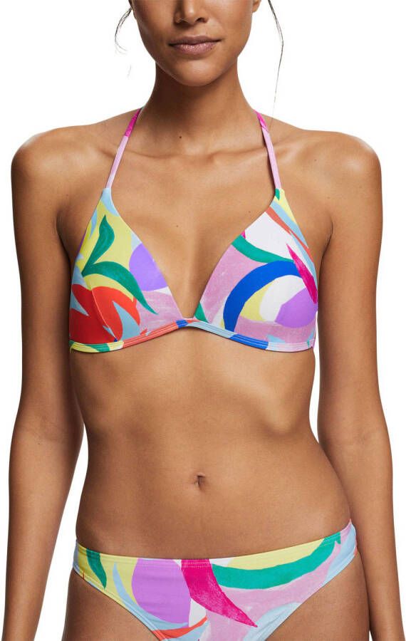 ESPRIT Women Beach voorgevormde triangel bikinitop wit multi