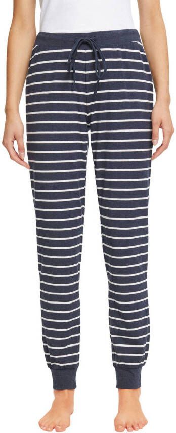 ESPRIT Women Bodywear gestreepte pyjamabroek donkerblauw wit