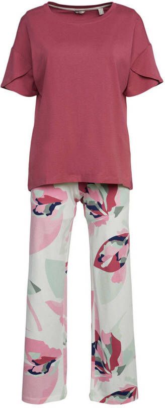 ESPRIT Women Bodywear pyjama donkerroze ecru