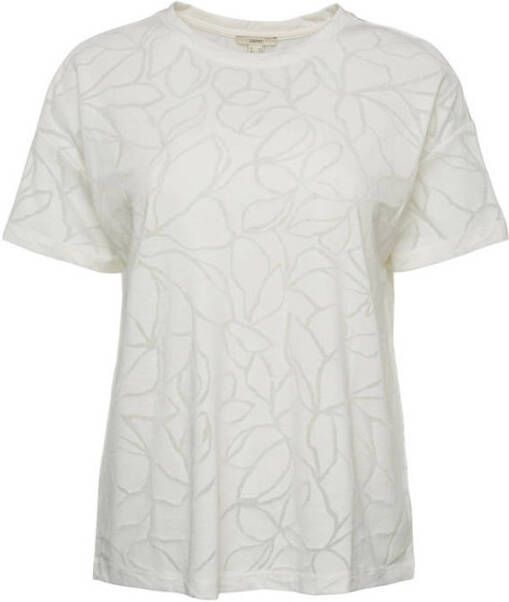 ESPRIT Women Casual T-shirt met bladprint gebroken wit
