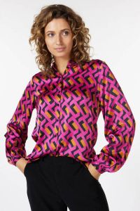 Esqualo blouse met grafische print roze oranje zwart