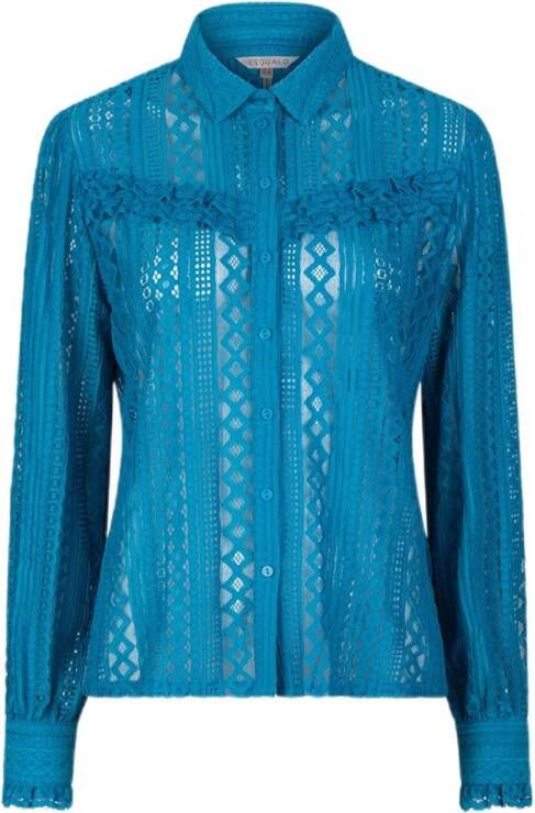 Esqualo blouse met kant blauw