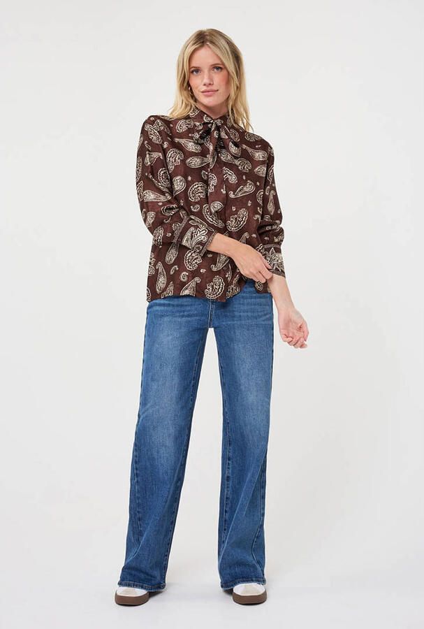 Esqualo blouse met paisley bruin - Foto 2