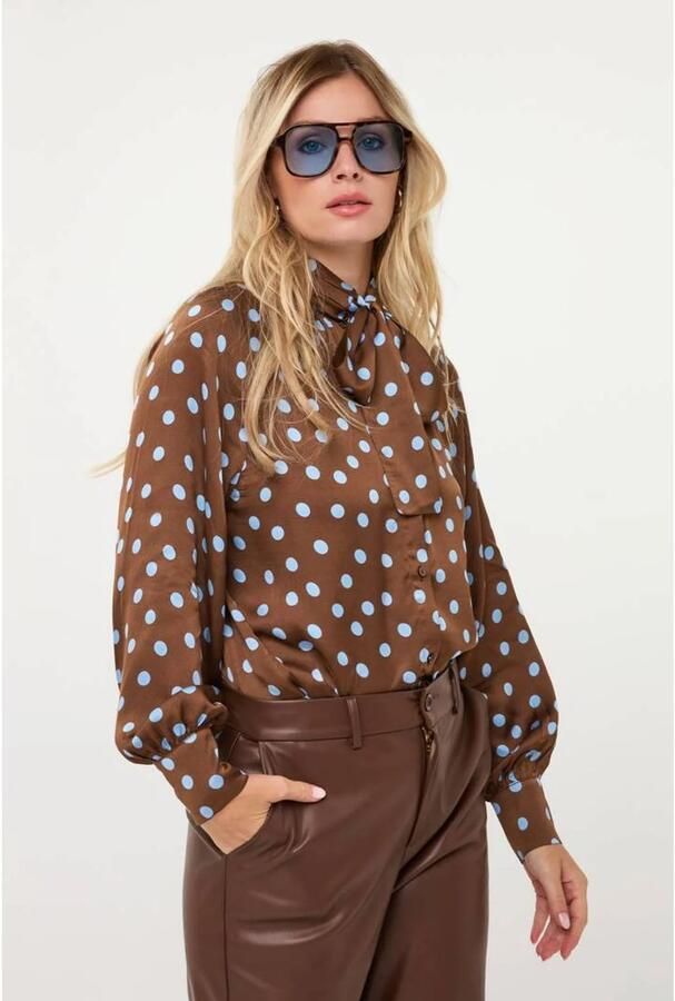 Esqualo blouse met stippen bruin