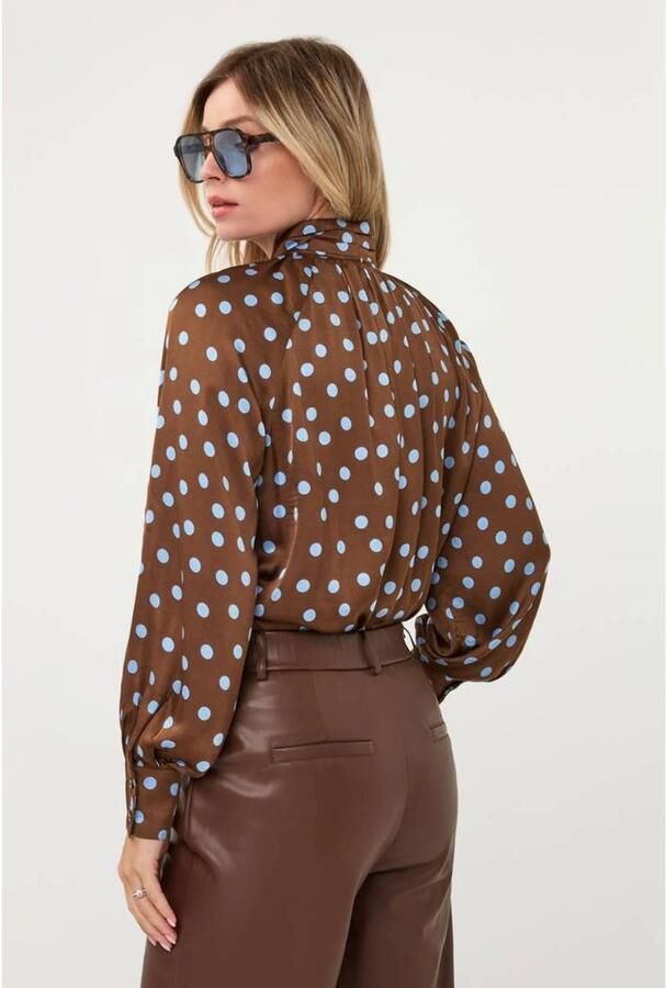 Esqualo blouse met stippen bruin - Foto 3