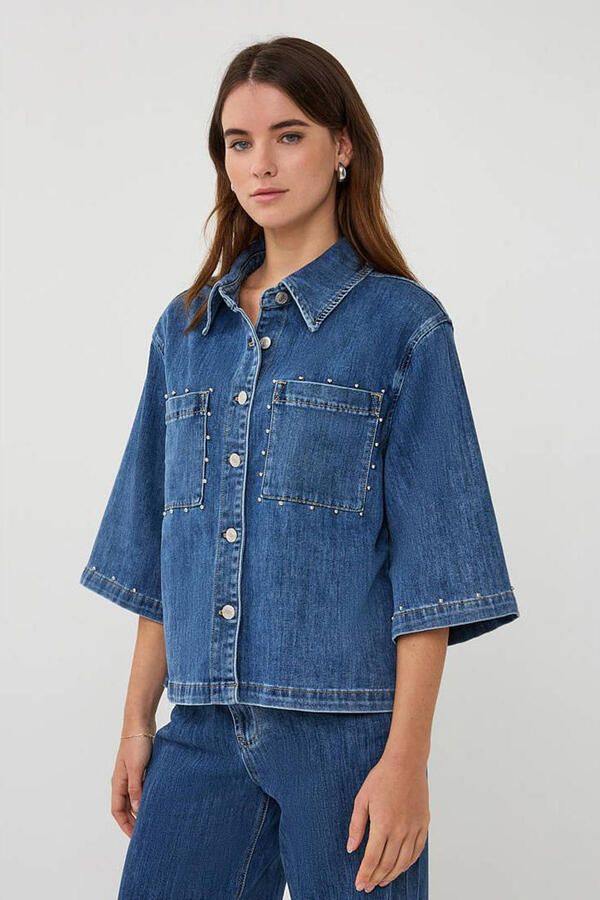 Esqualo denim blouse dark blue denim