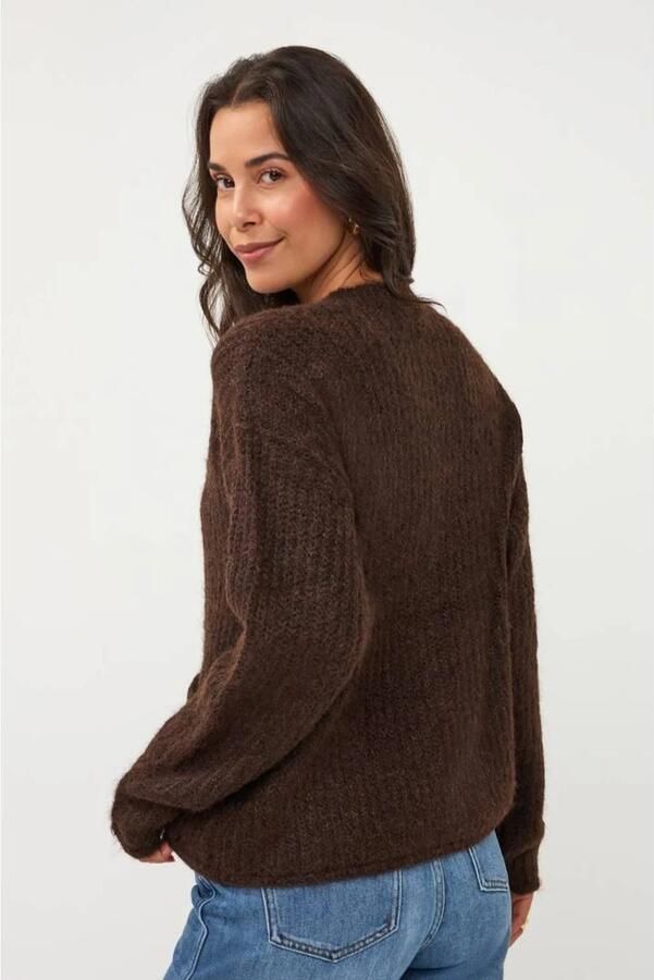 Esqualo gebreid vest met wol bruin - Foto 3