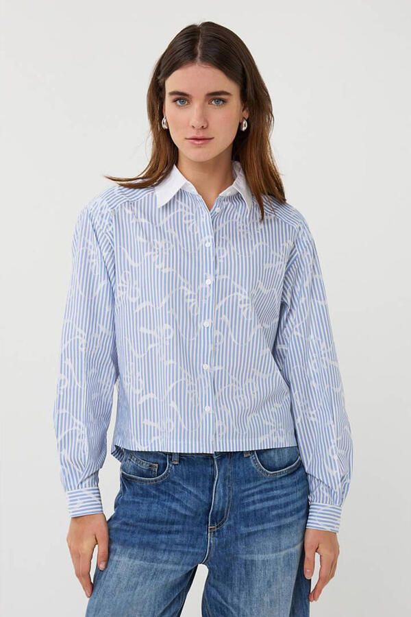 Esqualo gestreepte blouse blauw