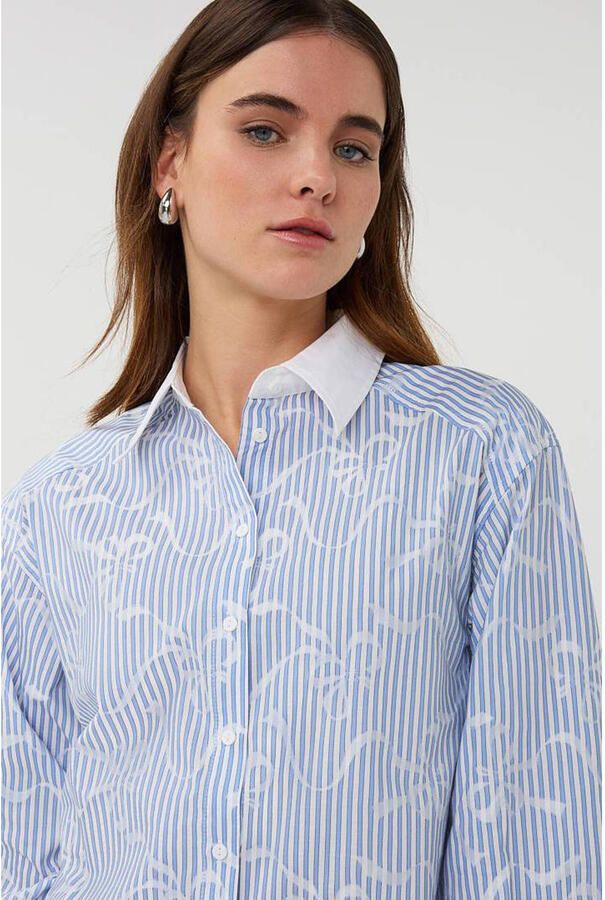 Esqualo gestreepte blouse blauw - Foto 3