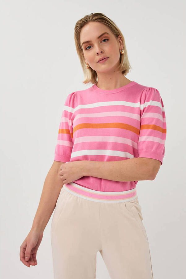 Esqualo gestreepte top roze