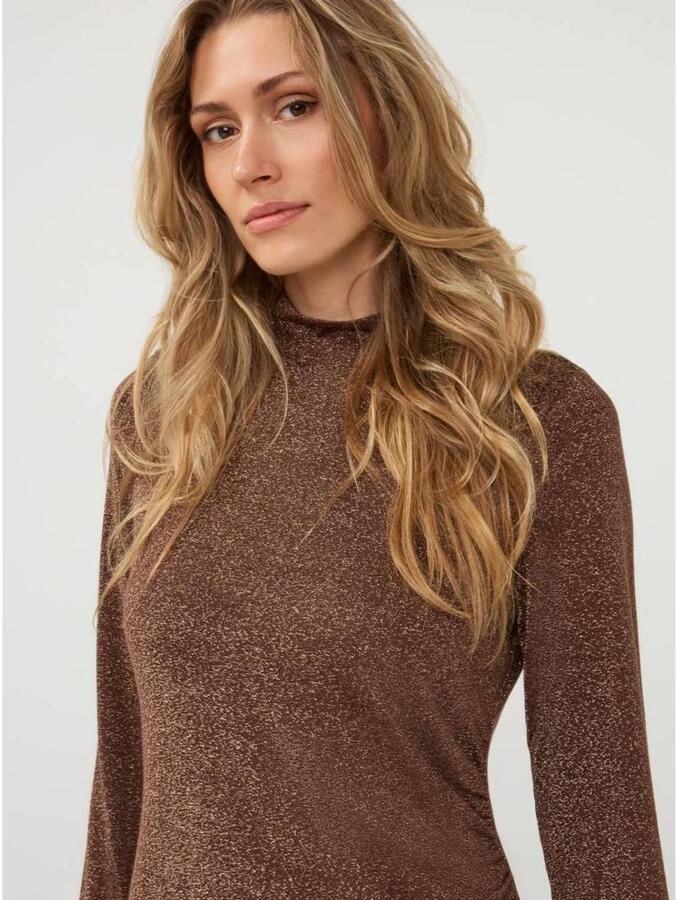 Esqualo midi glitterjurk met glitters bruin - Foto 2