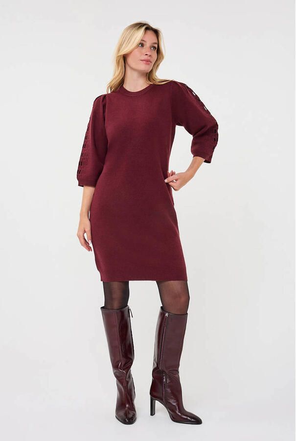 Esqualo midi jurk met wol donkerrood