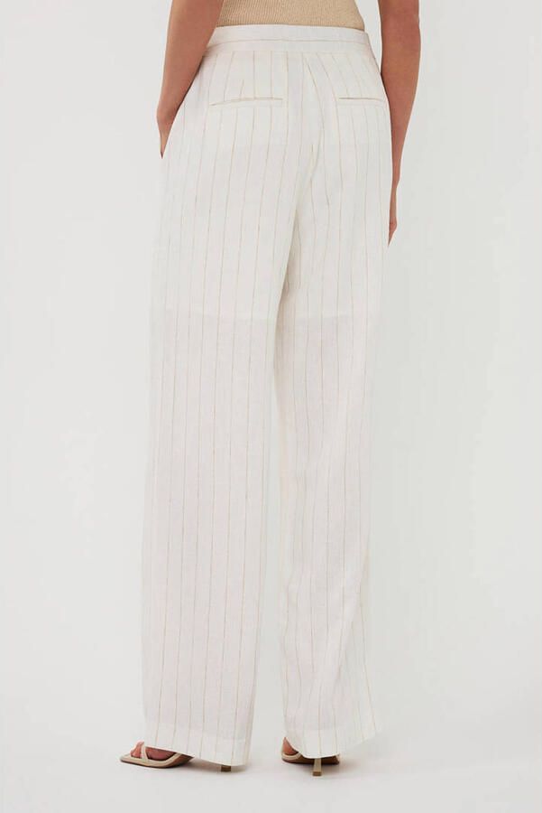 Esqualo straight regular waist gestreepte broek met linnen wit - Foto 2