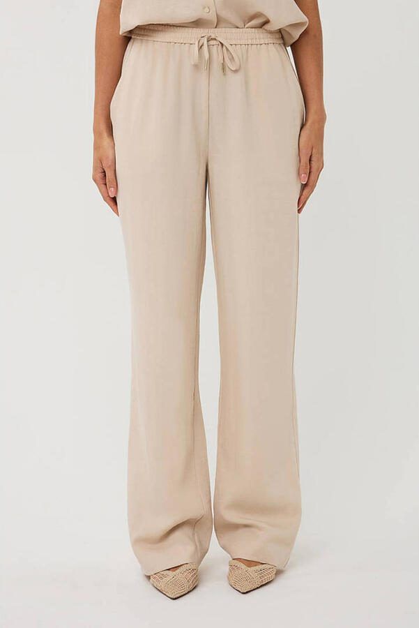 Esqualo wide leg regular waist broek beige