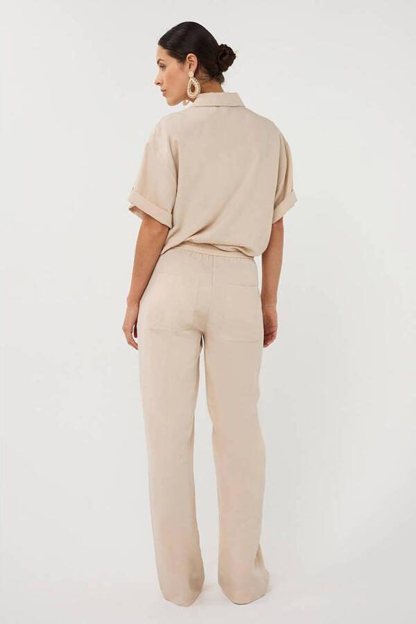 Esqualo wide leg regular waist broek beige - Foto 2