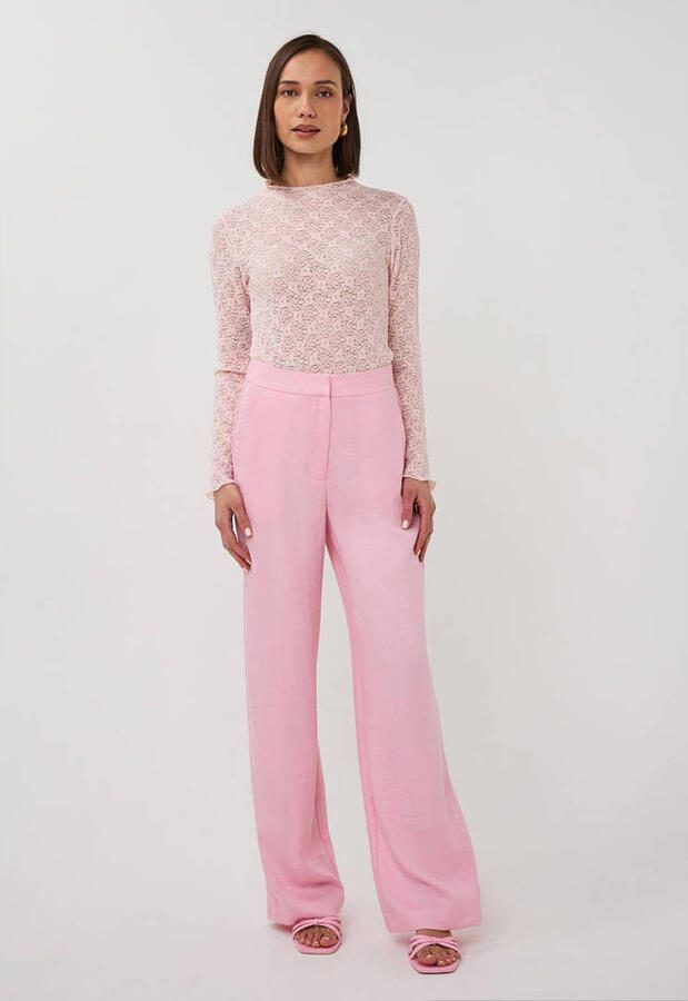 Esqualo wide leg regular waist broek roze