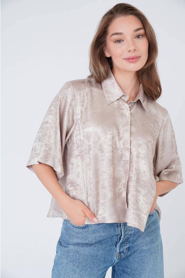 Est'Seven Glanzende blouse Alijah goud
