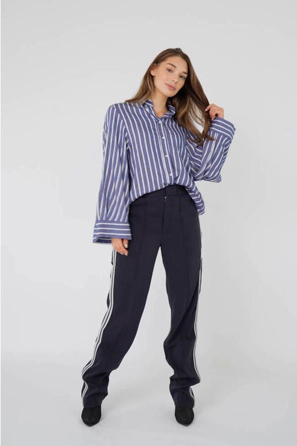 Est'seven gestreepte blouse blauw met lurex - Foto 7