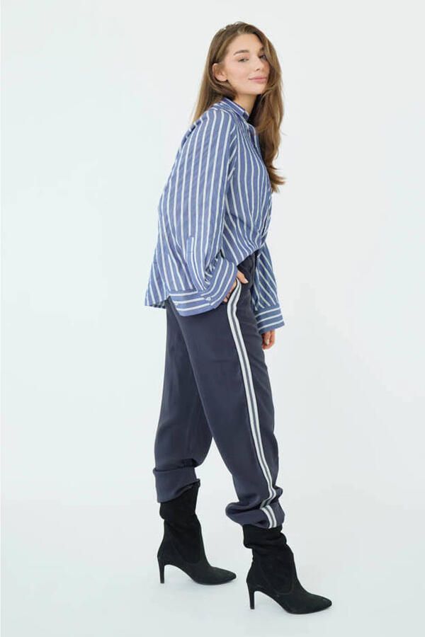 Est'seven gestreepte blouse blauw met lurex - Foto 6