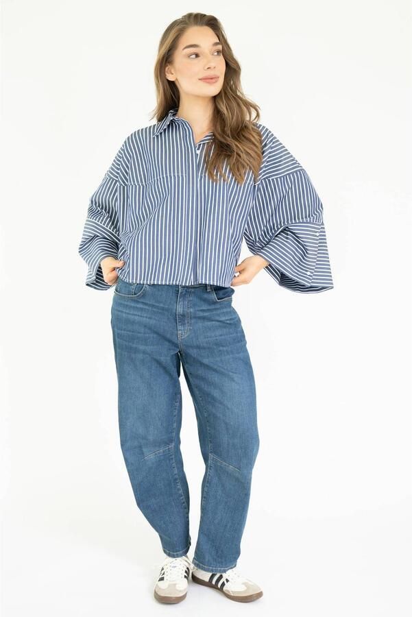 EST'SEVEN Dames Blouses Varissa Blouse Blauw - Foto 5