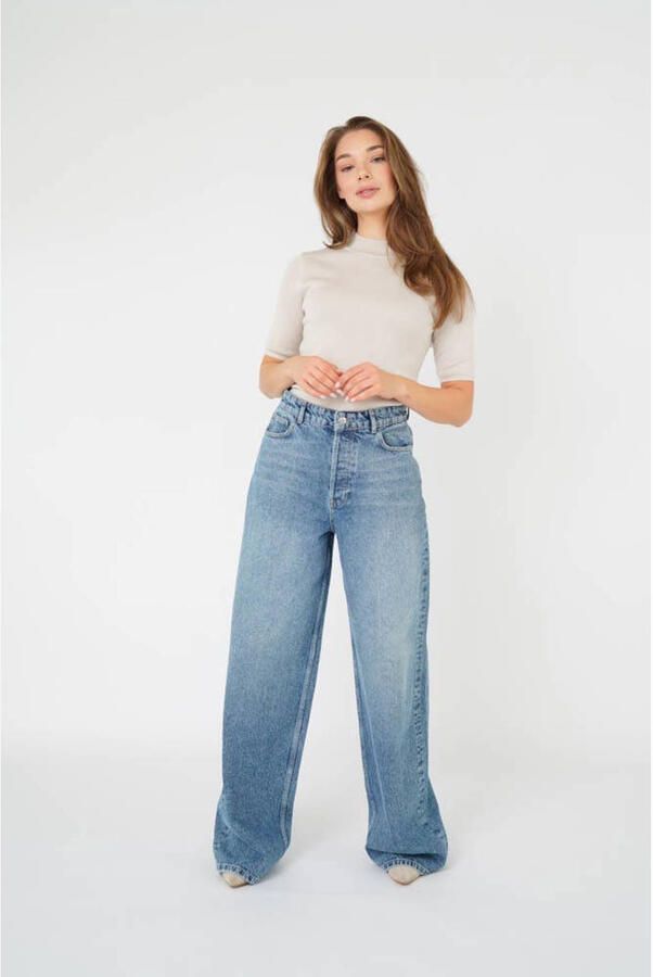 Est'seven high waist wide leg jeans light blue denim
